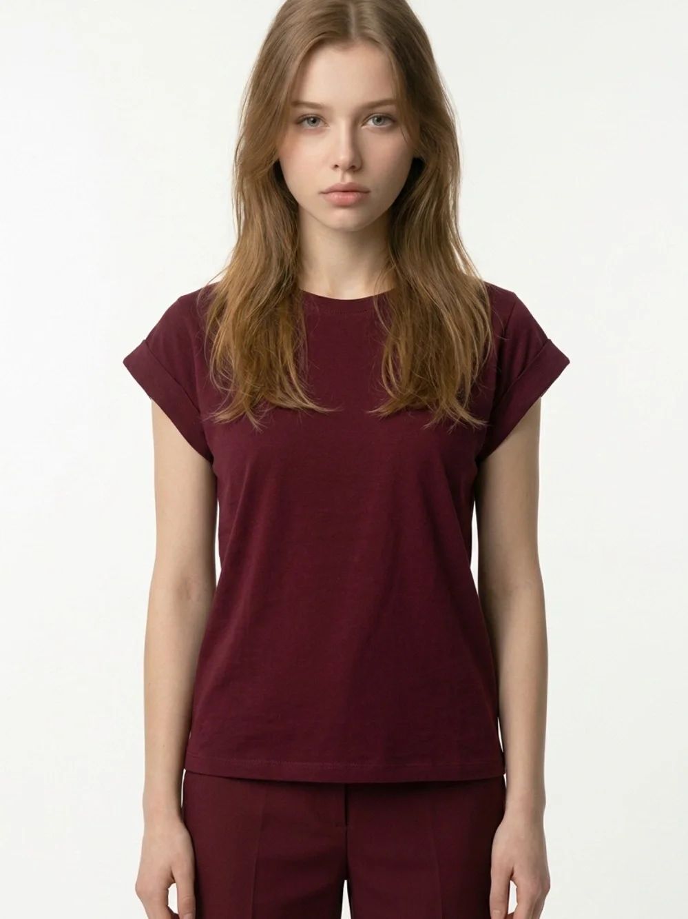 ZENANA | NEW Deep Cranberry Crewneck Cap Sleeve Tee Women’s Size Small